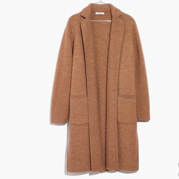 NEW Madewell Camden Sweater Coat Boiled Merino Wool Heather Caramel Brown XS - Picture 9 of 9